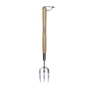 English Garden Kent & Stowe Classic Stainless Steel 15 in. Ash Wood Handle Hand Garden Fork