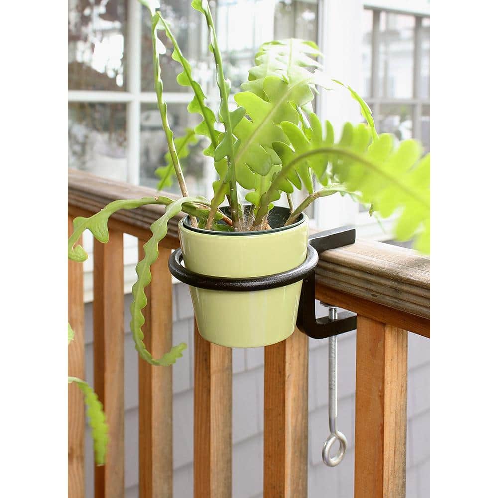 Black Iron Wall Mounted Flower Pot Holder Brackets, Set of 2