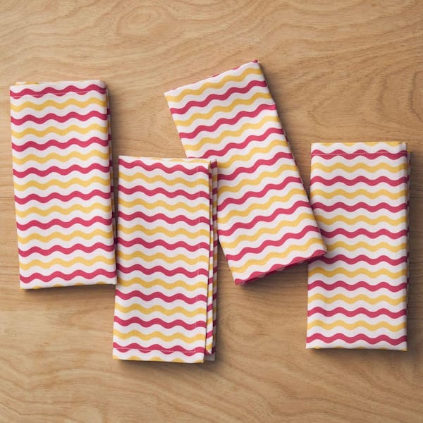 Company Cotton Arienna Wave Pink Multi 19 in. x 19 in. Napkin (Set of 4)