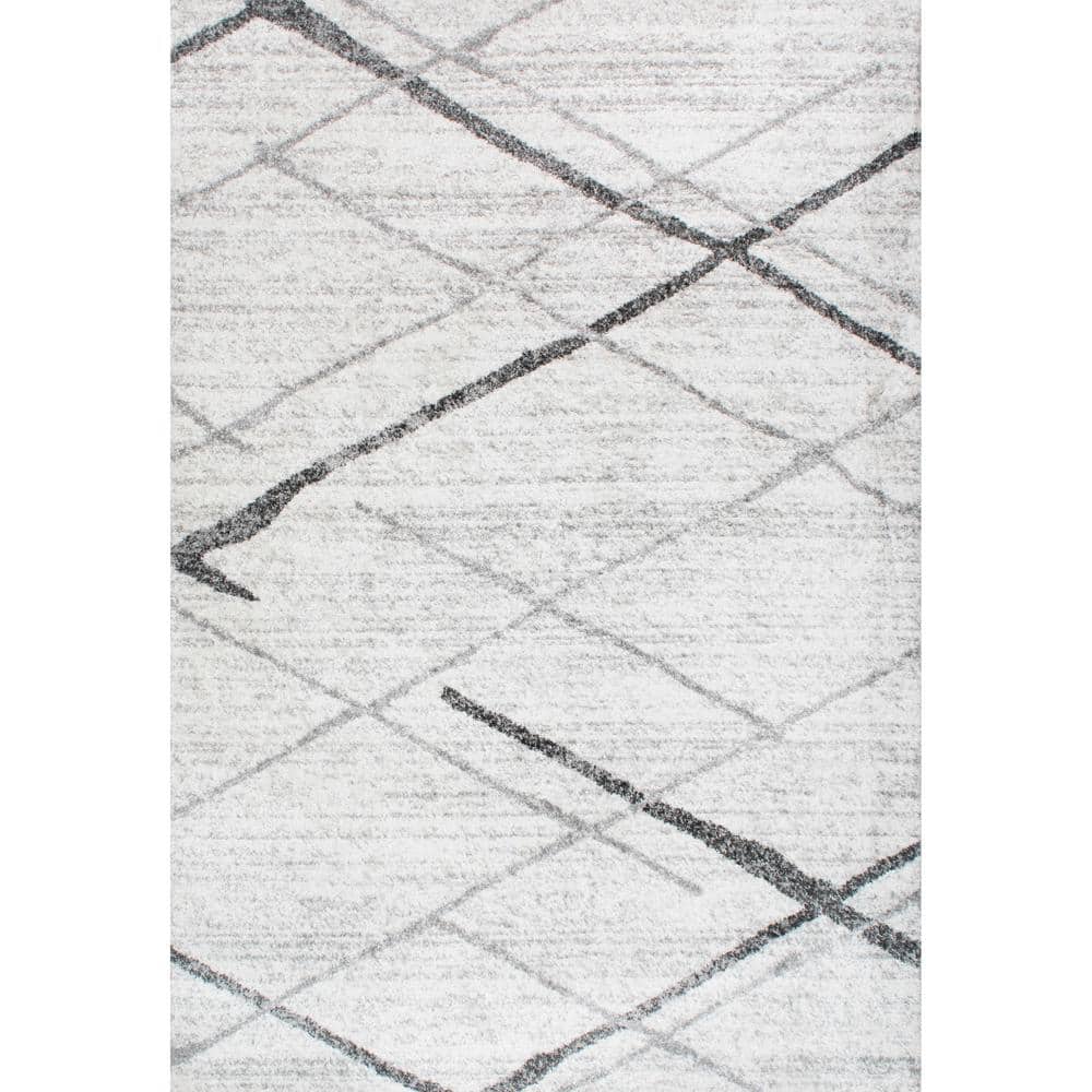 Thigpen Gray Abstract 6' Square Synthetic Area Rug