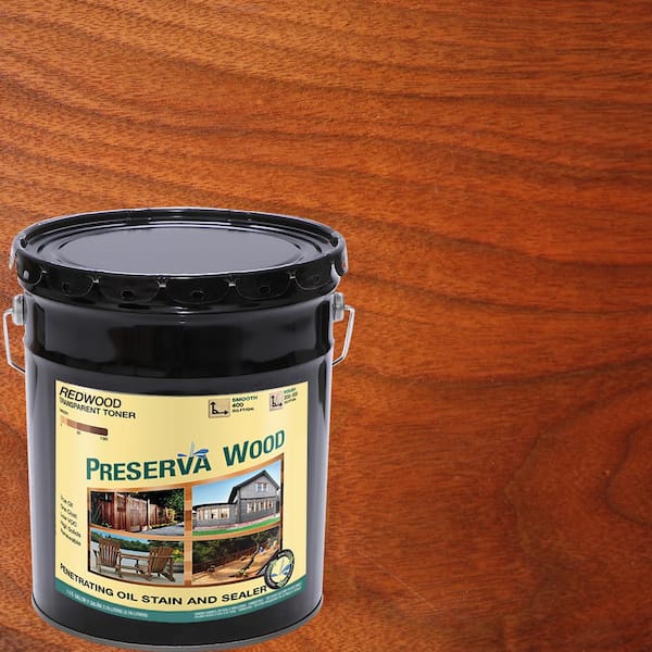 Preserva Wood 5 gal. 100 VOC Redwood Oil-Based Exterior Penetrating Stain and Sealer