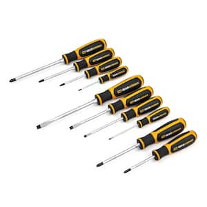 Phillips/Slotted/Pozidriv Dual Material Screwdriver Set (10-Pieces )