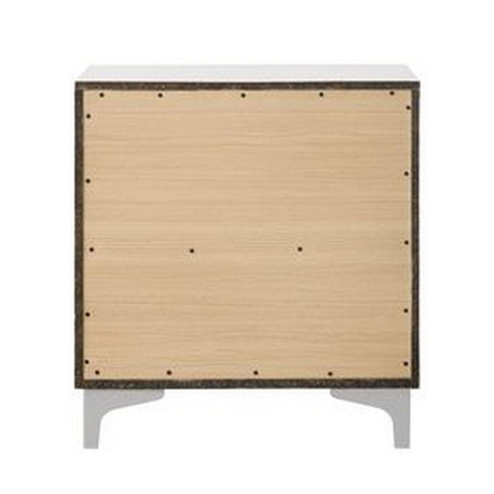 White 2-Drawer Nightstand with Metal Bar Handles