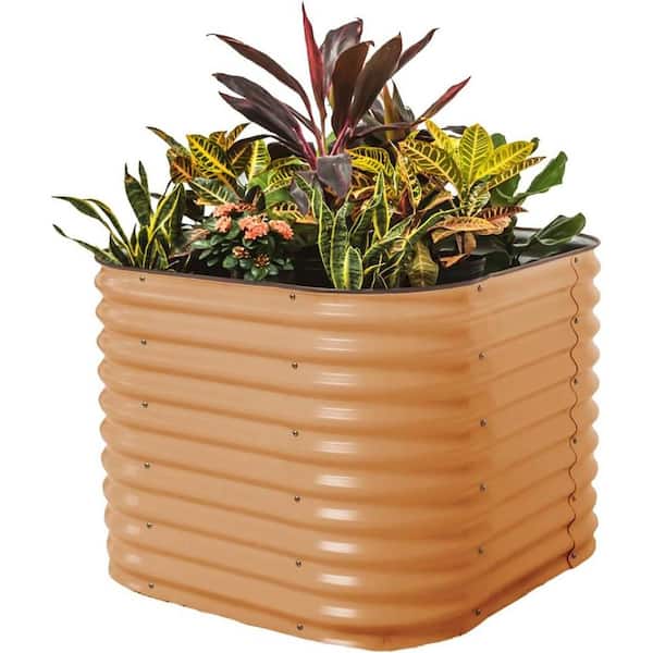 vego garden 32 in. Extra Tall 4 in 1 Modular Metal Raised Gardening Bed Kit Terra Cotta