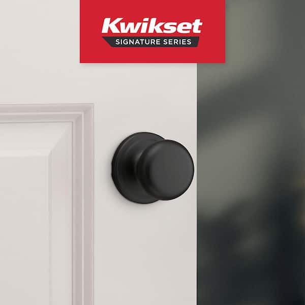 Kwikset Juno Matte Black Hall/Closet Doorknob with Microban