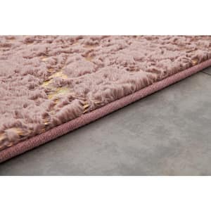 Lily Luxury Pink Gilded 2 ft. x 3 ft. Chinchilla Faux Fur Rectangular Area Rug