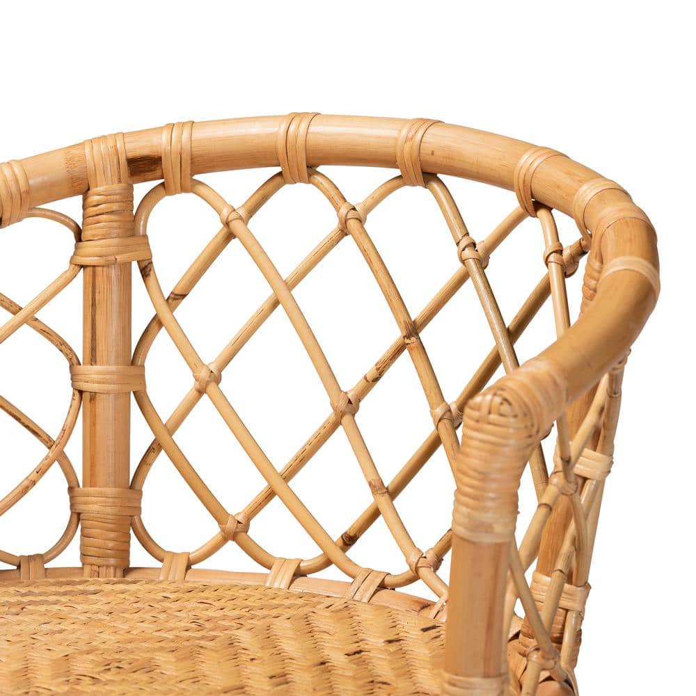 Serene Bohemian Natural Brown Rattan Adjustable Counter Stool