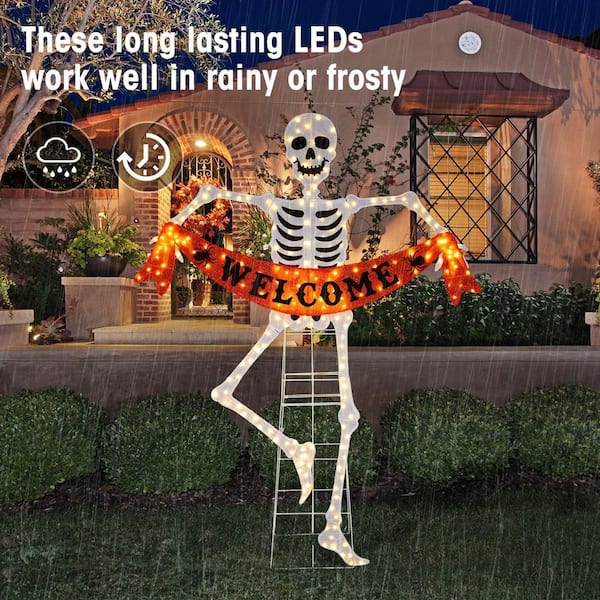 Glitzhome Plug in-86.25 in. H Lighted Halloween 2D Skeleton