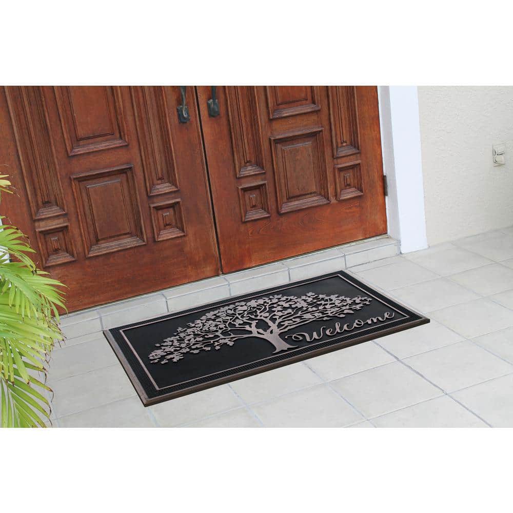 Large Black and Bronze Rubber Outdoor Decorative Doormat