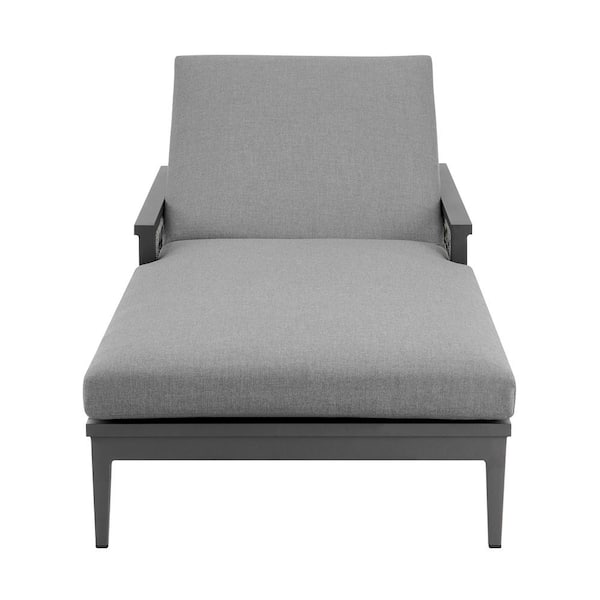 Armen Living Zella Warm Gray Aluminum Outdoor Chaise Lounge
