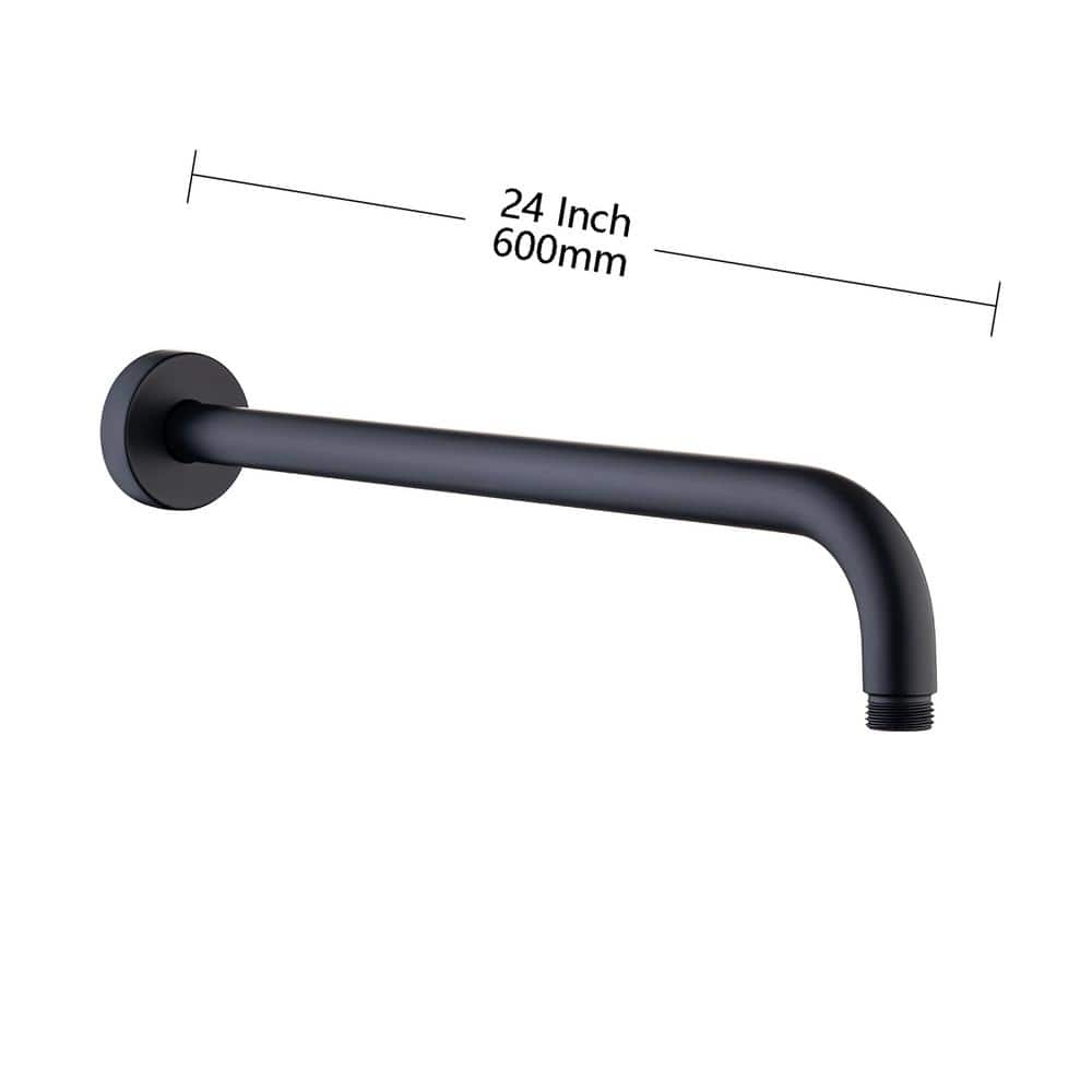 RAINLEX 24 in. 600 mm Round Wall Mount Shower Arm and Flange, Matte