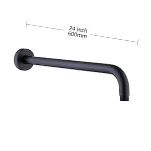 24 in. 600 mm Round Wall Mount Shower Arm and Flange, Matte Black