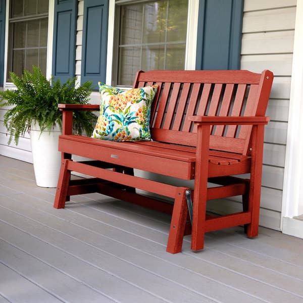Highwood Lehigh 48 in. 2-Person Rustic Red Recyled Plastic Outdoor Glider
