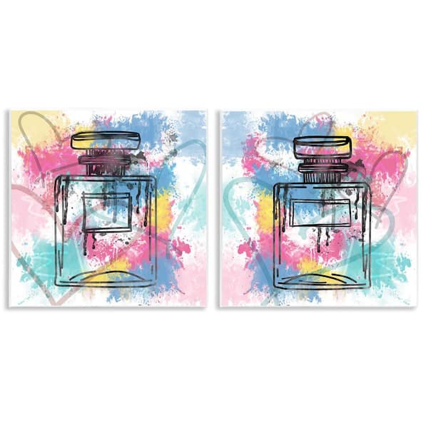 Stupell Industries Modern Hearts and Perfume by Natalie Carpentieri 2-Pieces Unframed Abstract Graphic Art Print 12 in. x 12 in.