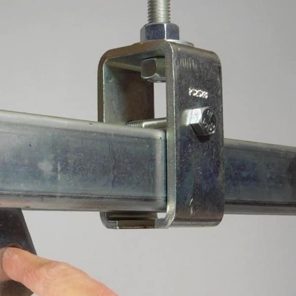 1-5/8 in. Trade Size Steel Strut Channel Trolley Track Intermediate Support Hanger, Zinc-Plated Steel, Silver
