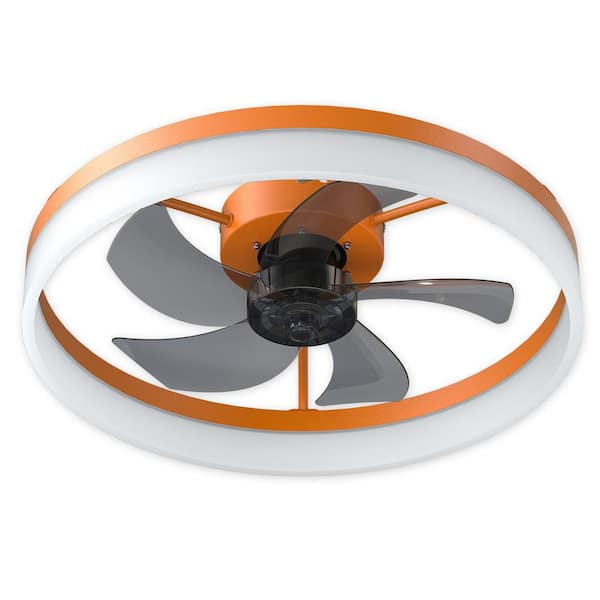 19.7 in. Embedded Installation of Thin Modern Indoor Orange Ceiling Fans with Remote Control and Dimmable LED