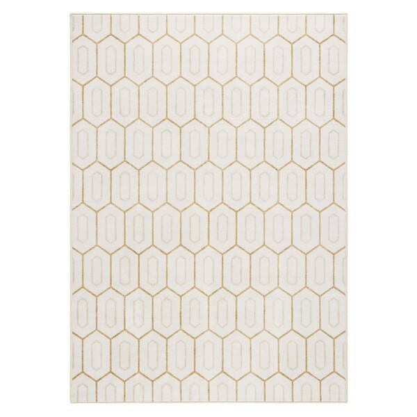 EVERWASH Haven 8 ft. x 10 ft. Ivory Mod Geo Washable Area Rug