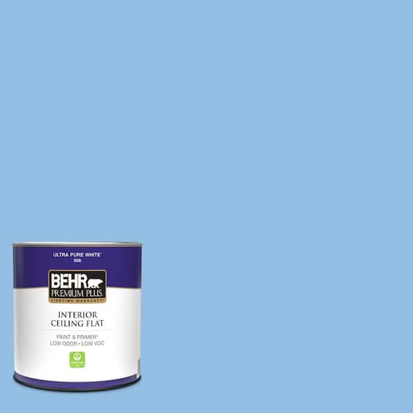 BEHR PREMIUM PLUS 1 qt. #P520-3 Toile Blue Ceiling Flat Interior Paint