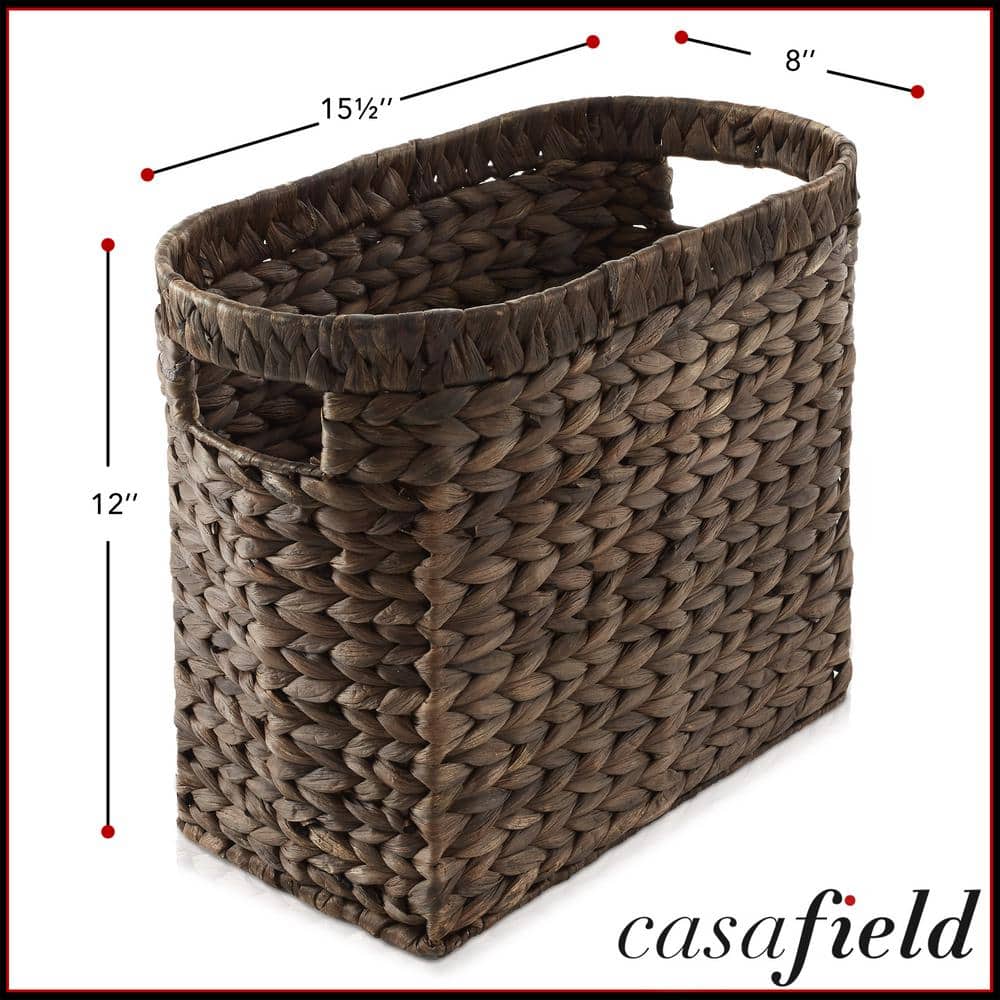 Espresso Oval Seagrass Magazine Holder Basket with Handles