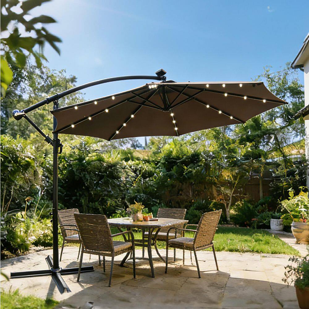 10 ft. Steel Crank Lift Patio Umbrella in Chocolate with Crank and Cross Base price history on PriceWatchPro