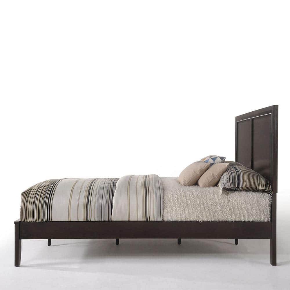 Espresso King Bed with Wood Frame and Storage Drawer