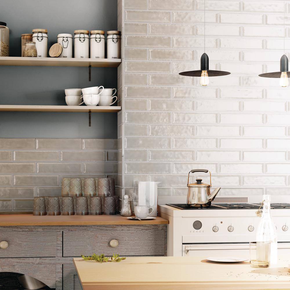Raku Silver 3x12 Glossy Ceramic Wall Tile