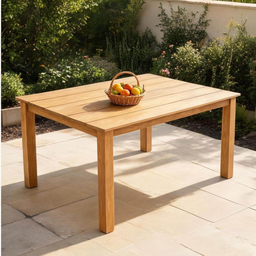 Rectangular HIPS Outdoor Dining Table with Umbrella Hole 68.9-Inch Seats 4 for Patio and Picnics