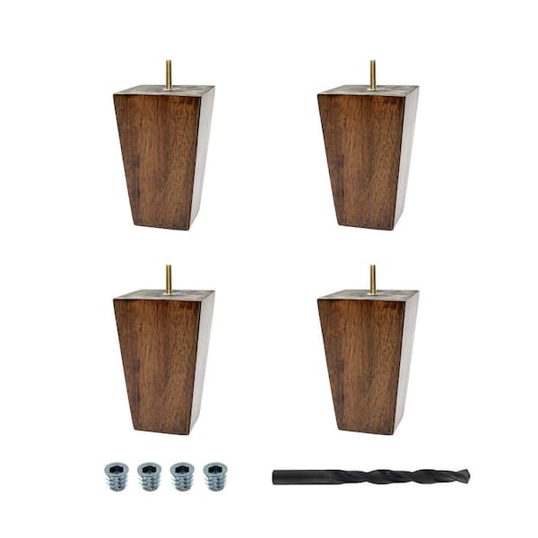 American Pro Decor 6 in. x 3-3/4 in. Stained Cherry Solid Hardwood Square Bun Foot (4-Pack)