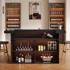 BYBLIGHT Kearsten 44.09 in. H Black 4-Tier L-Shaped Home Bar Table