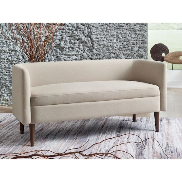 Wainner 52 in. Beige Entryway Accent Bench Curved Back with Arms