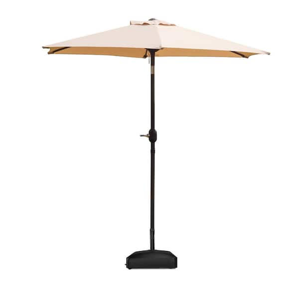 7.5 ft. Aluminium Market Tilt Patio Umbrella in Beige with Mobile Base