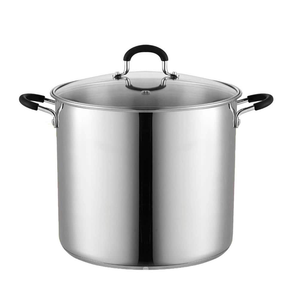 Cook N Home 12 qt. Stainless Steel Stock Pot in Black and Stainless Steel  with Glass Lid 02441 - The Home Depot