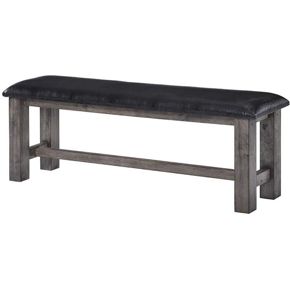Rustic Gray Oak 8-Piece Dining Set with High-Back Chairs and Bench
