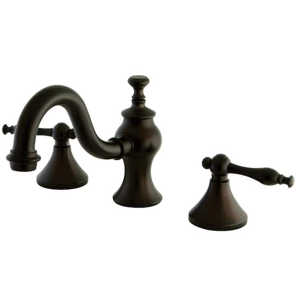 Kingston Brass Naples Lever 8 in. Widespread 2-Handle High-Arc Bathroom Faucet in Oil Rubbed Bronze