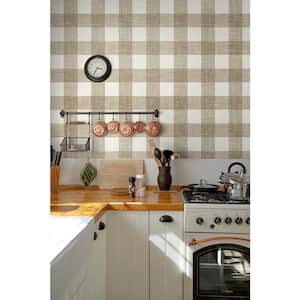 Driftwood Bebe Gingham Paper Unpasted Nonwoven Wallpaper Roll 60.75 sq. ft.