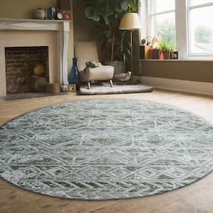 Green 5 ft. Round Livigno 1243 Transitional Geometric Area Rug