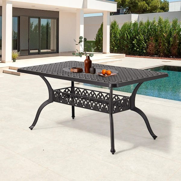 LAUREL CANYON Classic Dark Brown Rectangle Cast Aluminum Outdoor Dining Table