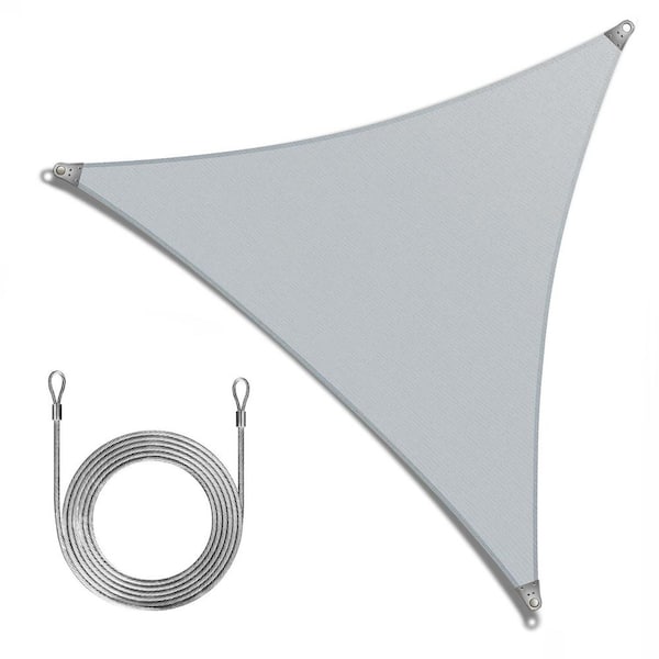 Super Ring 30 ft. x 30 ft. x30 ft. Triangle Sun Shade Sail with Cable-Grey