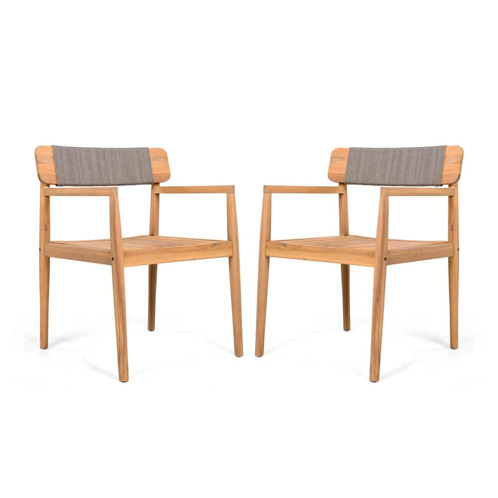 Brown Wood Outdoor Dining Chair with Armrests Set of 2 price history on PriceWatchPro