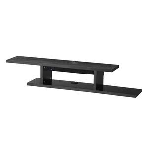 FITUEYES Black Wall Mounted Media Console Floating TV Stand Component ...