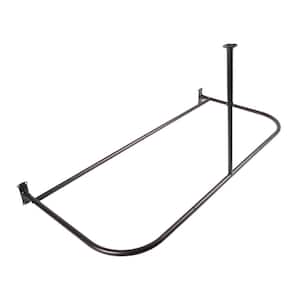 60 in. Rustproof Aluminum D-Shape Shower Rod with Ceiling Support for Freestanding Tubs