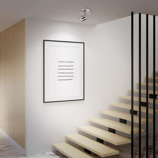 Vector 9W 5 in. Monopoint Brushed Brass Ceiling or Wall Mount Hardwired Track Lighting Kit with Round Back Head