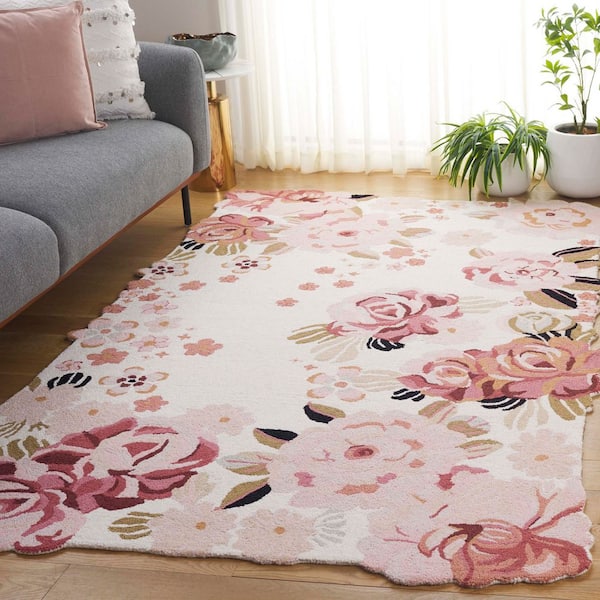 Jardin 4 ft. x 6 ft. Ivory/Pink Contemporary Floral Area Rug