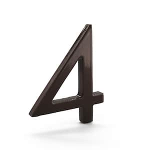 4 in. Roman Bronze Aluminum Floating or Flat Modern House Number 4