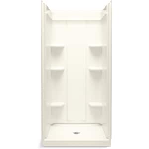 Medley 36 in. W x 75.5 in. H Glue Up Construction Vikrell Alcove Shower Wall Surround in Biscuit