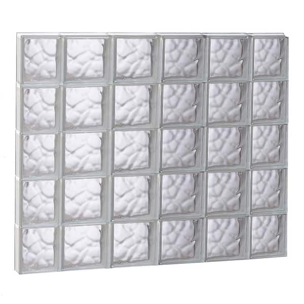 Clearly Secure 42.5 in. x 38.75 in. x 3.125 in. Frameless Wave Pattern Non-Vented Glass Block Window