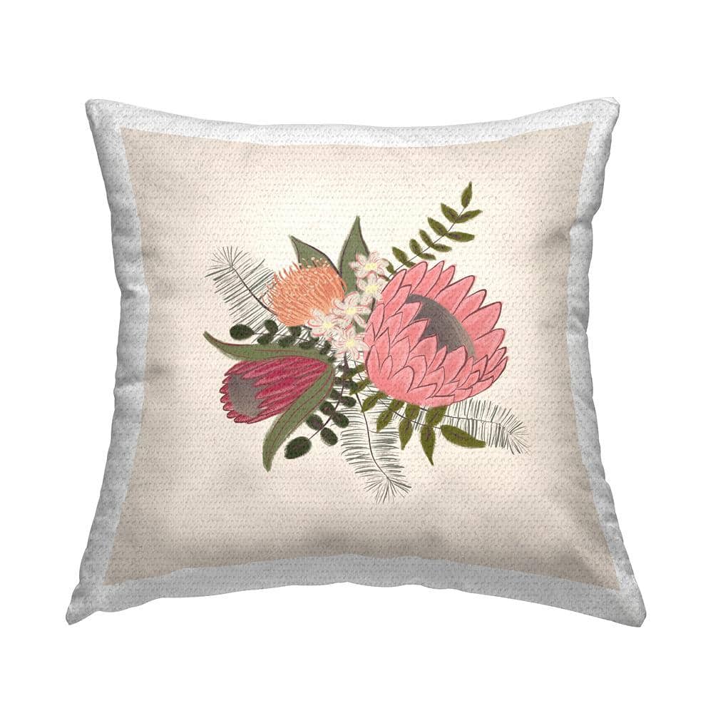 Casual Mixed Dahlia Flower Leaves Arrangement Beige Square Outdoor Throw Pillow price history on PriceWatchPro
