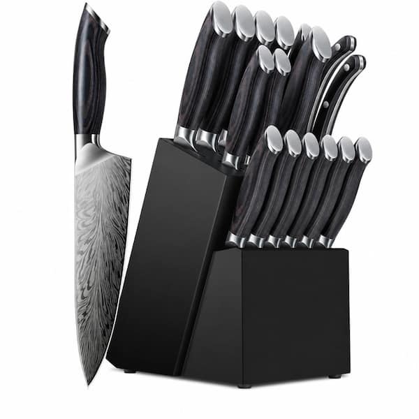 16-Piece Powder Steel Knife Block Set with Pakkawood Handle, 63 HRC Ultra-Hard Japanese Kitchen Knives