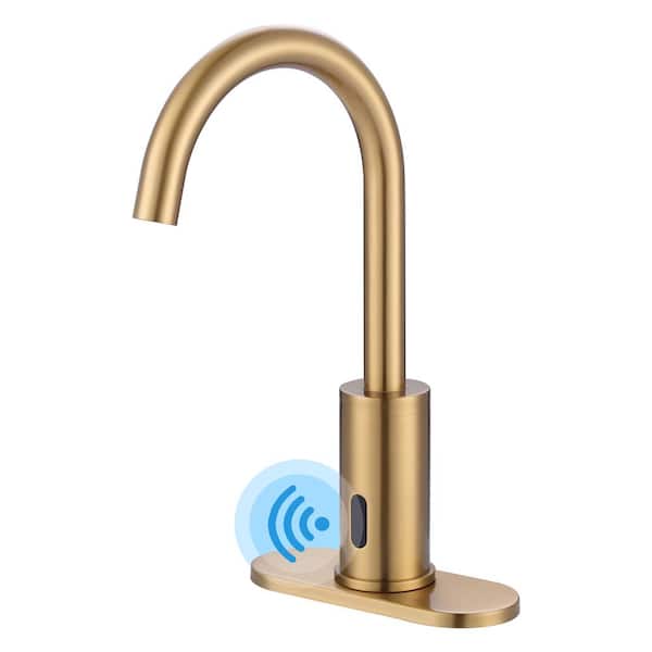 WOWOW Commercial Touchless Single Hole Bathroom Faucet in Gold