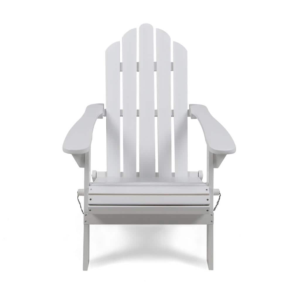 Noble House Hollywood White Folding Wood Adirondack Chair 42882